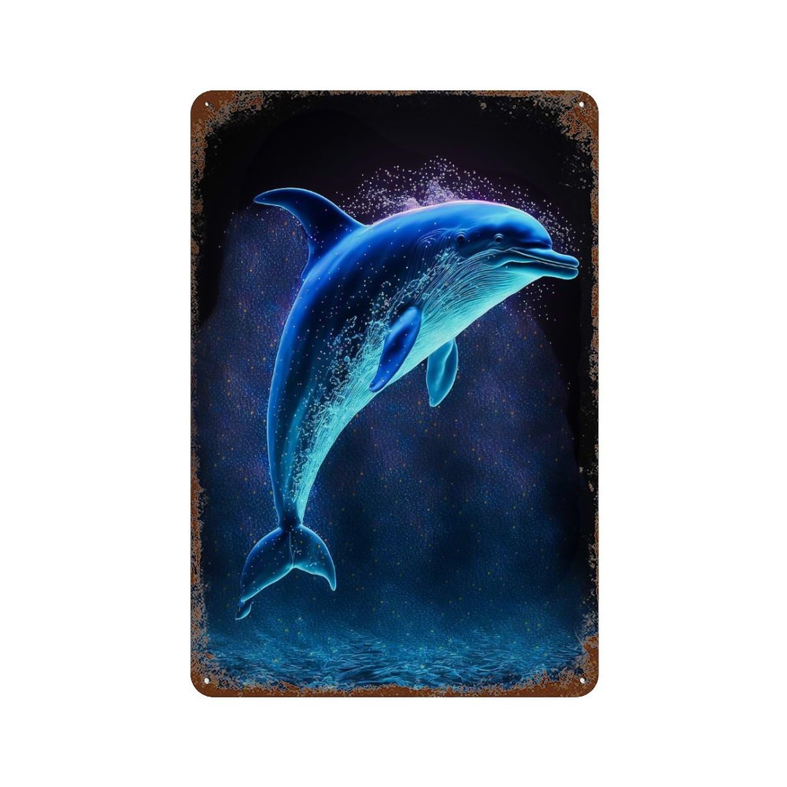 Dolphin Neon Decorative Tin Sign 11.8"x7.9", for Garage, Bar And Workshop Decor, Novelty Wall Decor
