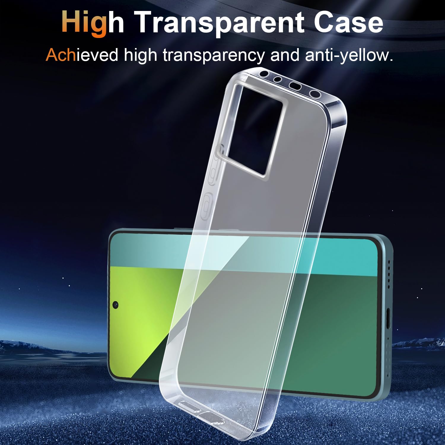 Reshias Cover Compatibile con Xiaomi Redmi Note 13 PRO 5G (Non per 4G) / Poco X6 5G con 2 Pezzi Vetro Temperato Pellicola Protettiva e 2 Pezzi Pellicola Fotocamera, Trasparente e Morbido