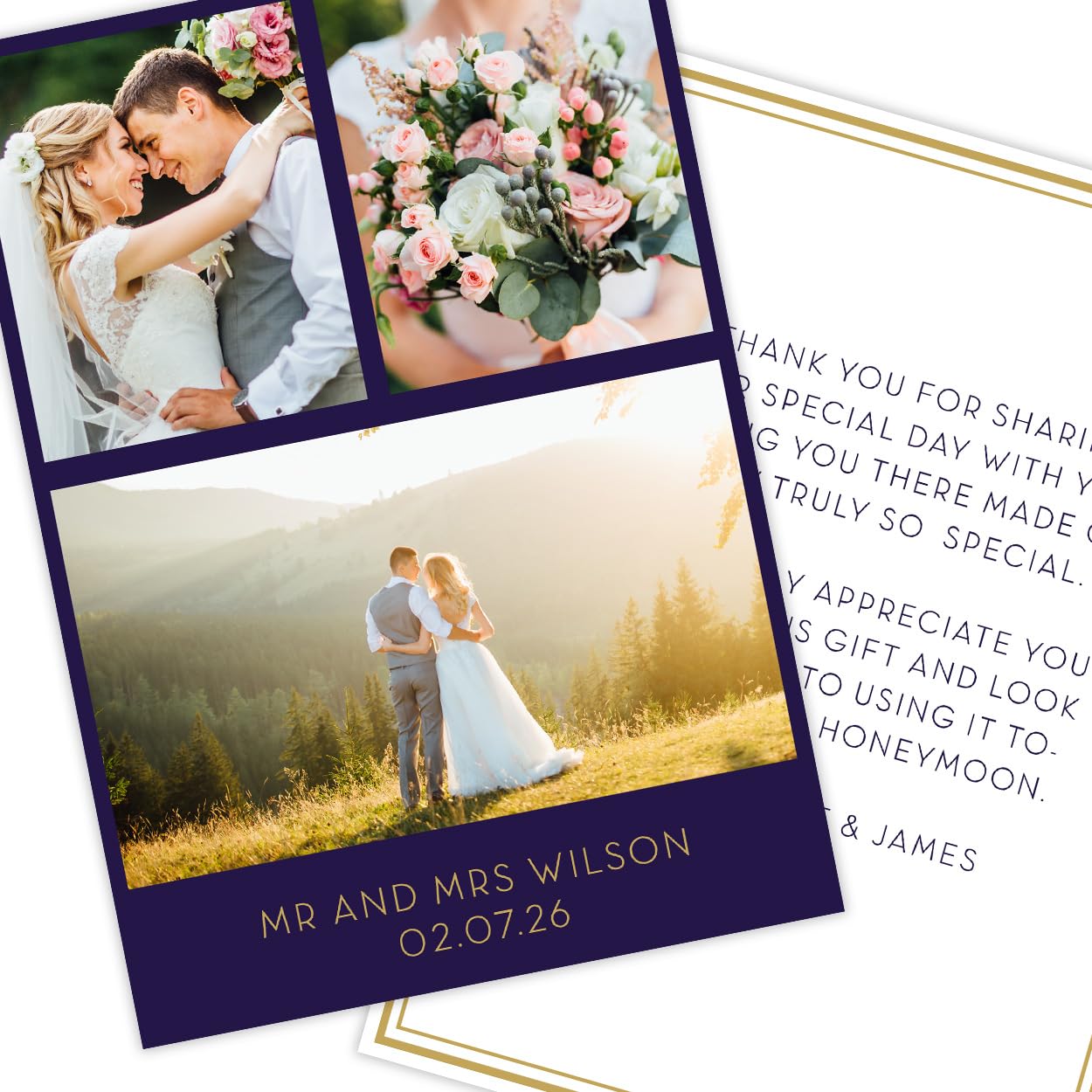 Paper Themes Personalised Photo Upload Wedding Thank You Cards (Classic 24PK)
