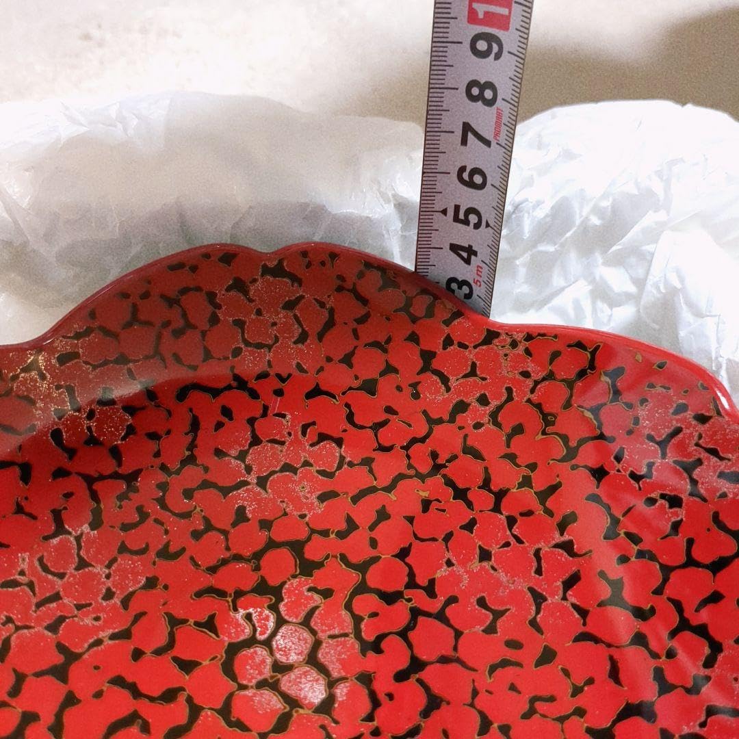Amazon.co.jp: 極津軽塗 伝統工芸品 桜型器 菓子皿 さくら鉢 唐塗 赤上