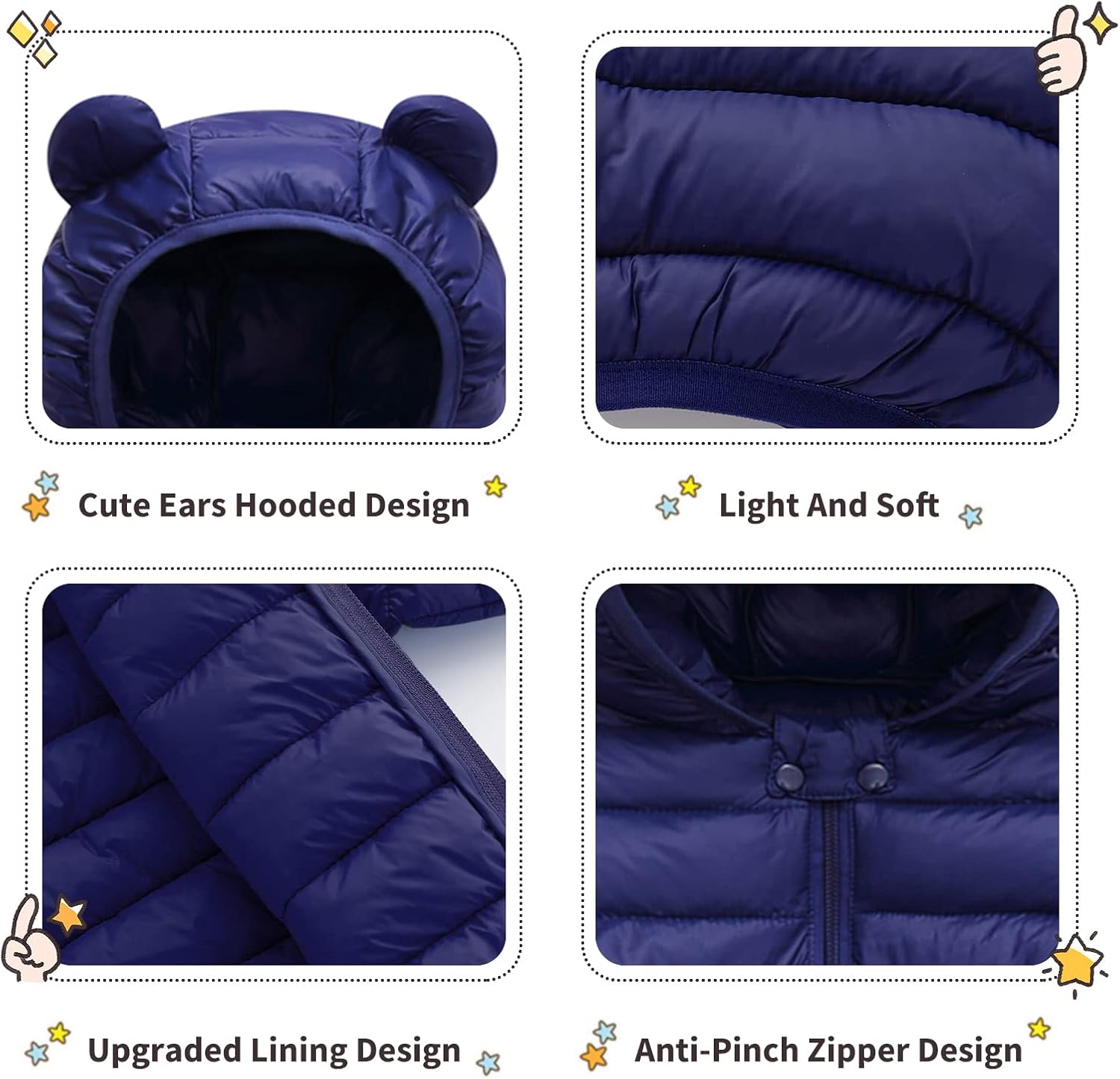 XMWEALTHY Baby Boys Girls Winter Coats Toddler Bear Hoods Down Jacket Infant Kids Light Puffer Padded Outwear 6M-3T - Image 5