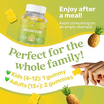 BeLive Magnesium Glycinate Gummies 200 mg - Sugar Free Supplement for Muscle Relaxation, Sleep Support, Heart Health for Adults & Kids - Pineapple Flavor - 5 Pack, 300 Count