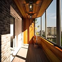 Vista 3 de Lámpara de techo semiempotrada de granja, de metal negro rústico con ciervos para cabaña de troncos, pasillo, vestíbulo, cocina, balcón y porche al