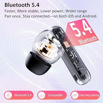Wireless Earbuds Bluetooth 5.4, 6 Mic ENC Noise Cancelling Clear Call, in Ear Buds Deep Bass HiFi Stereo Sound, Big Dual LED Display 48H Playtime Earphones, IPX7 Waterproof Headphones Android iOS Pink