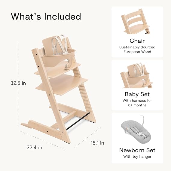 Stokke Tripp Trapp High Chair with Newborn Set and Tray, Black/Grey