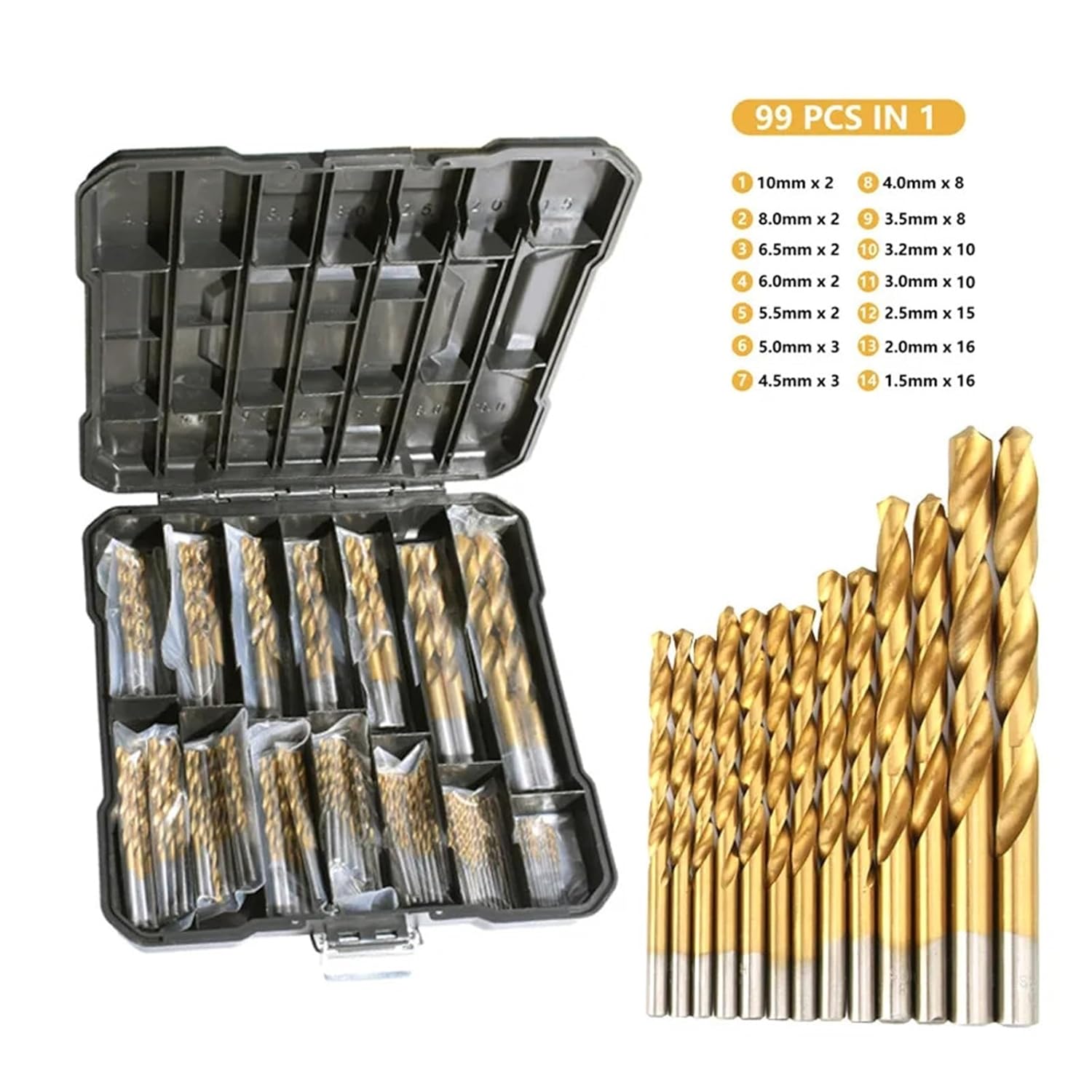 Hole Saw Kit 99Pcs Drill Bit Set High-Speed Steel Bits for Plate Wood Metal Copper Alloy Woodworking Hole Opener Professional(NO Box)
