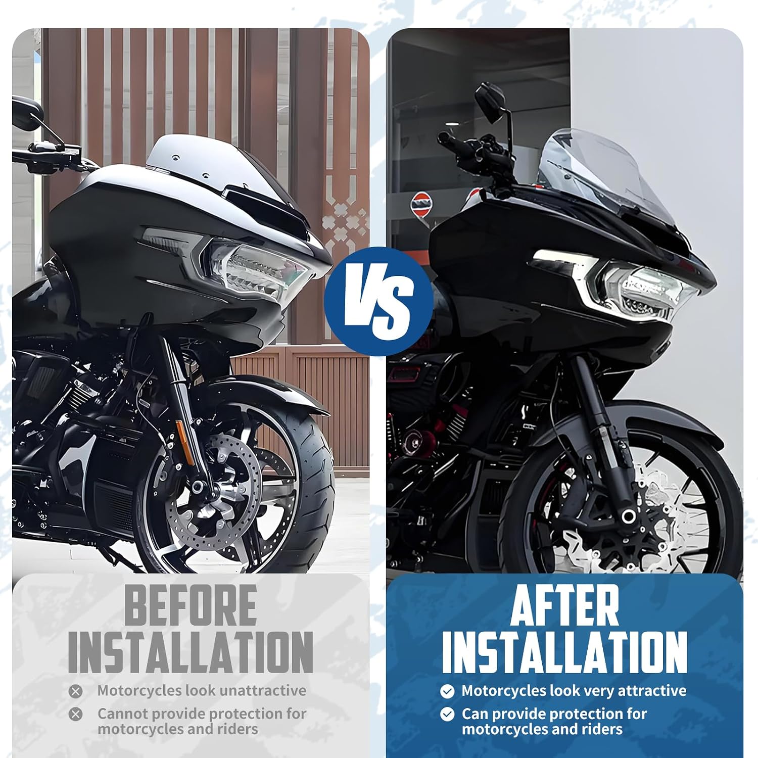 Motorcycle Windshield 10 inch Wind Splliter Front Fairing Windscreen Fits for Harley Touring Road Glide FLTRX CVO FLTRXSE 2023-Up, Road Glide ST FLTRXSTSE 2024-Up, Clear