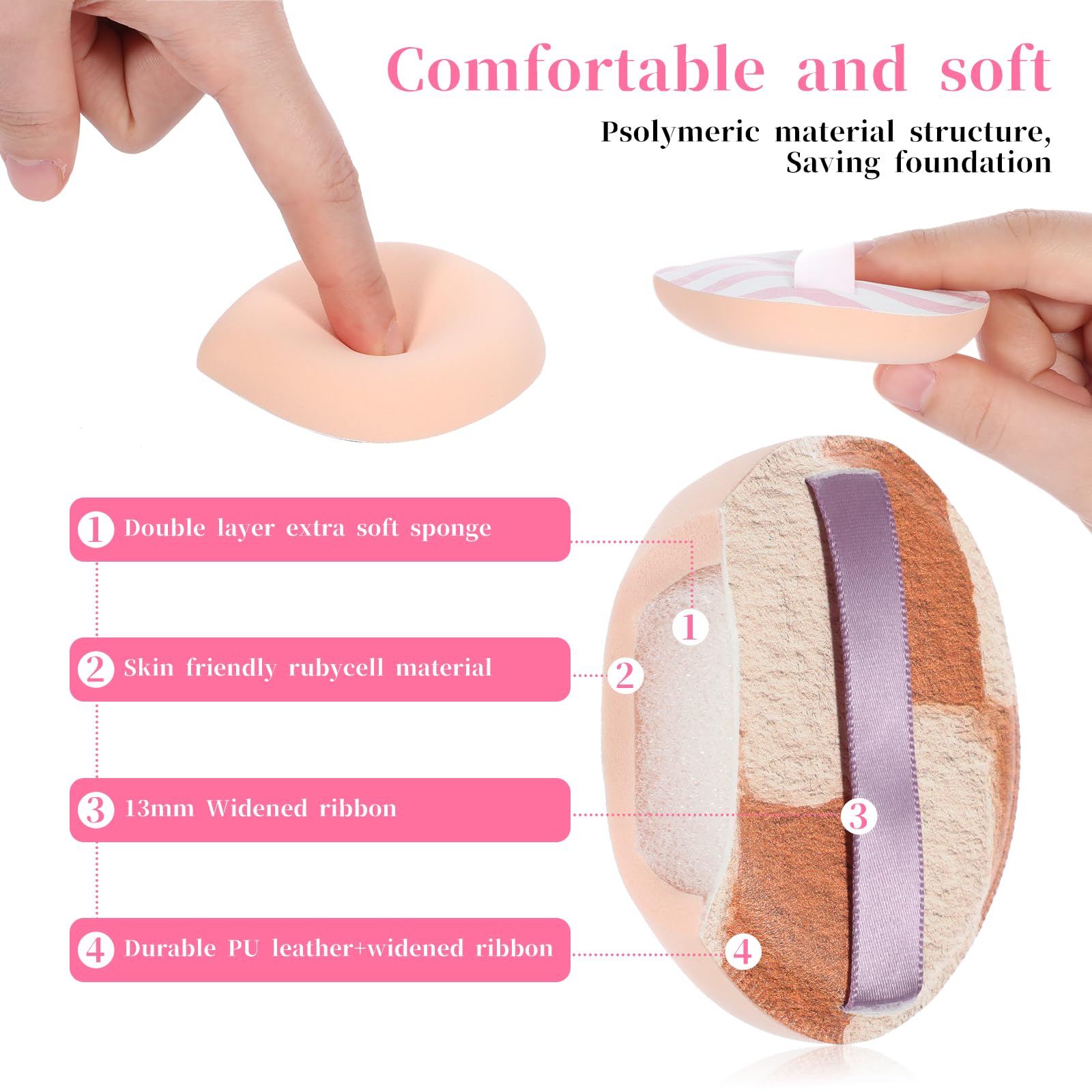 4 Pcs Korean Makeup Puff, Teardrop Setting Powder Puff Makeup Cushion Sponge for Liquid Cream - Image 4