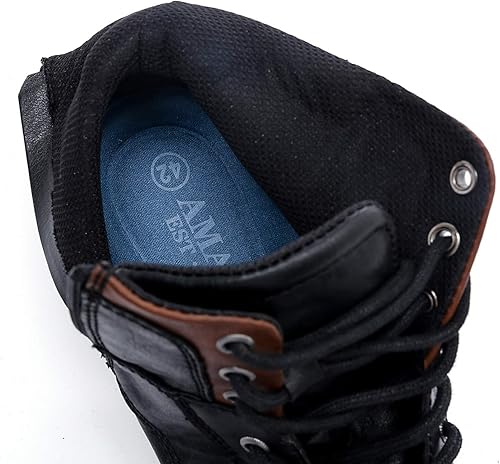 Miniatura 7 de AMAPO Botas Oxford para hombre, botas de vestir con hebilla, botas casuales para hombres con cremallera lateral con cordones