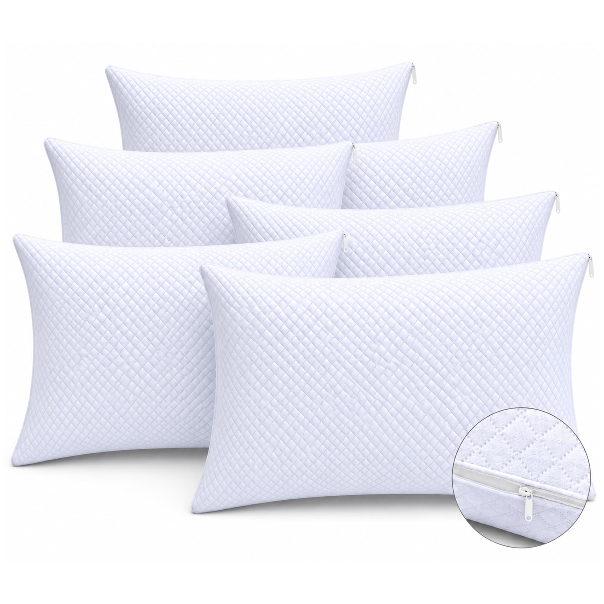 Adam Home Cooling Pillow Protectors 6 Pack (50 x 75 CM) - Cool Touch Zippered Pillow Cases – Durable, Breathable & Comfortable