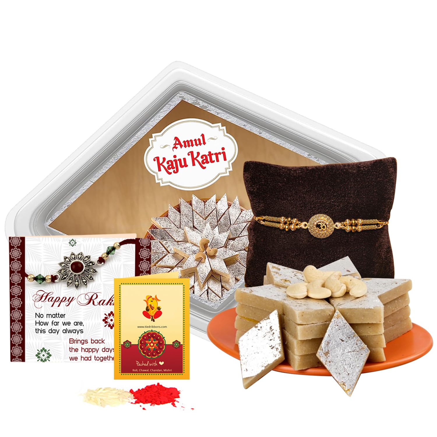 TIED RIBBONS Rakhi Gifts for Brother with Sweets - Premium Rakhi with Kaju Katli Gift Pack Mini Greeting Card and Roli Chawal - Rakhi for Brother (B08BXXWBG1) Amazon Price History, Amazon Price Tracker