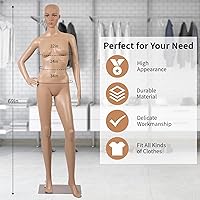 Vista 2 de BLKMTY Maniquí femenino de 69 pulgadas con forma de vestido de cuerpo completo, modelo de ropa, maniquí ajustable, maniquí desmontable realista