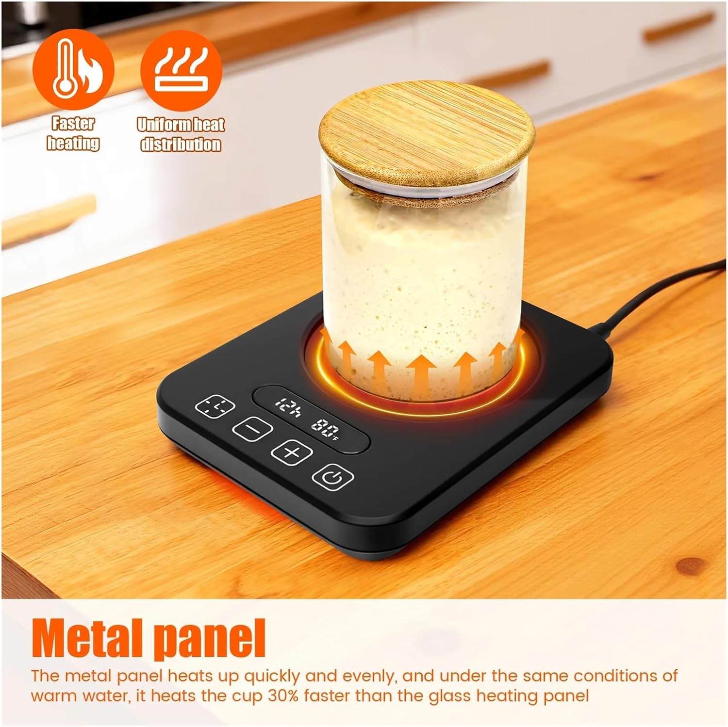 Sourdough Heating Mat 12H Timer 1°F Precise Temp Control (70-100°F) Smart Warmer Mat for Home Sourdough Starter(B wood grain US)