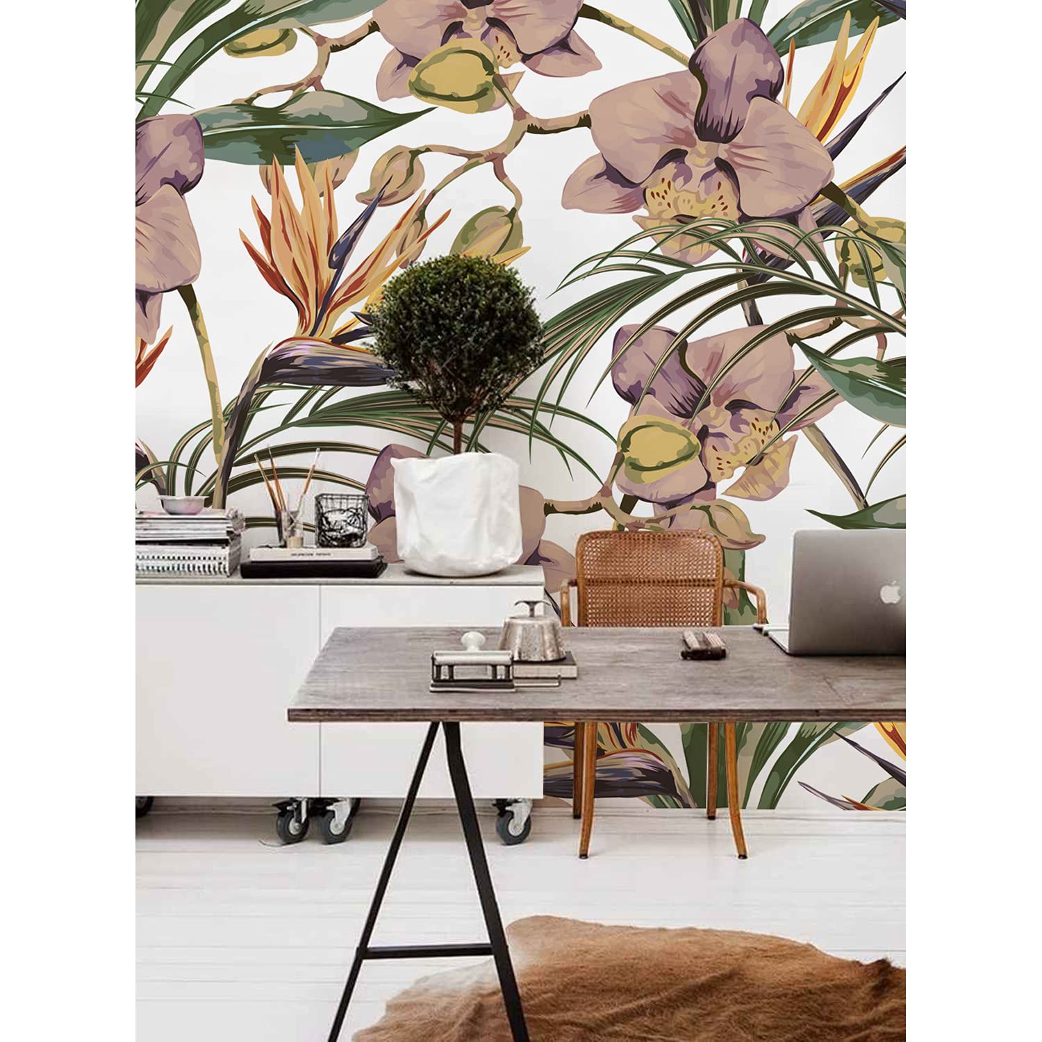 Papier peint feuilles tropicales pour transformer le mur de votre chambre à coucher