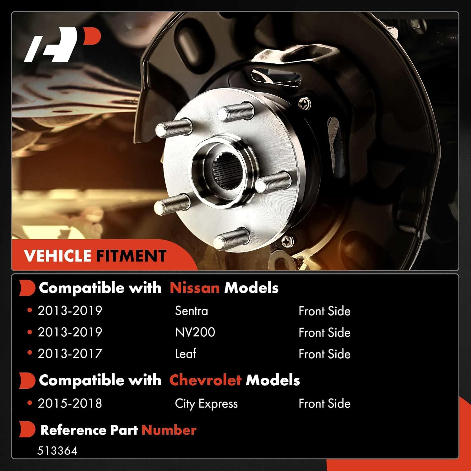 A-Premium Front Wheel Bearing and Hub Assembly with 5-Lug Compatible with Nissan Sentra 2013-2019, Leaf 2013-2017, NV200 2013-2019, Chevrolet City Express 2015-2018