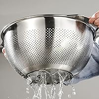 Vista 5 de 18/8 Stainless Steel Microwell Colander, 5QT Large Capacity with Handle Kitchen Food Strainer5QTColander+5QT Mixing bowl)