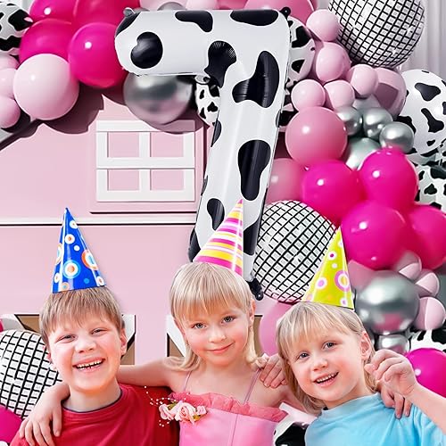 Miniatura 4 de Globo con el número 7 con estampado de vaca, globos grandes de cumpleaños con número de vaca de 40 pulgadas, globos de aluminio Mylar número 7 para