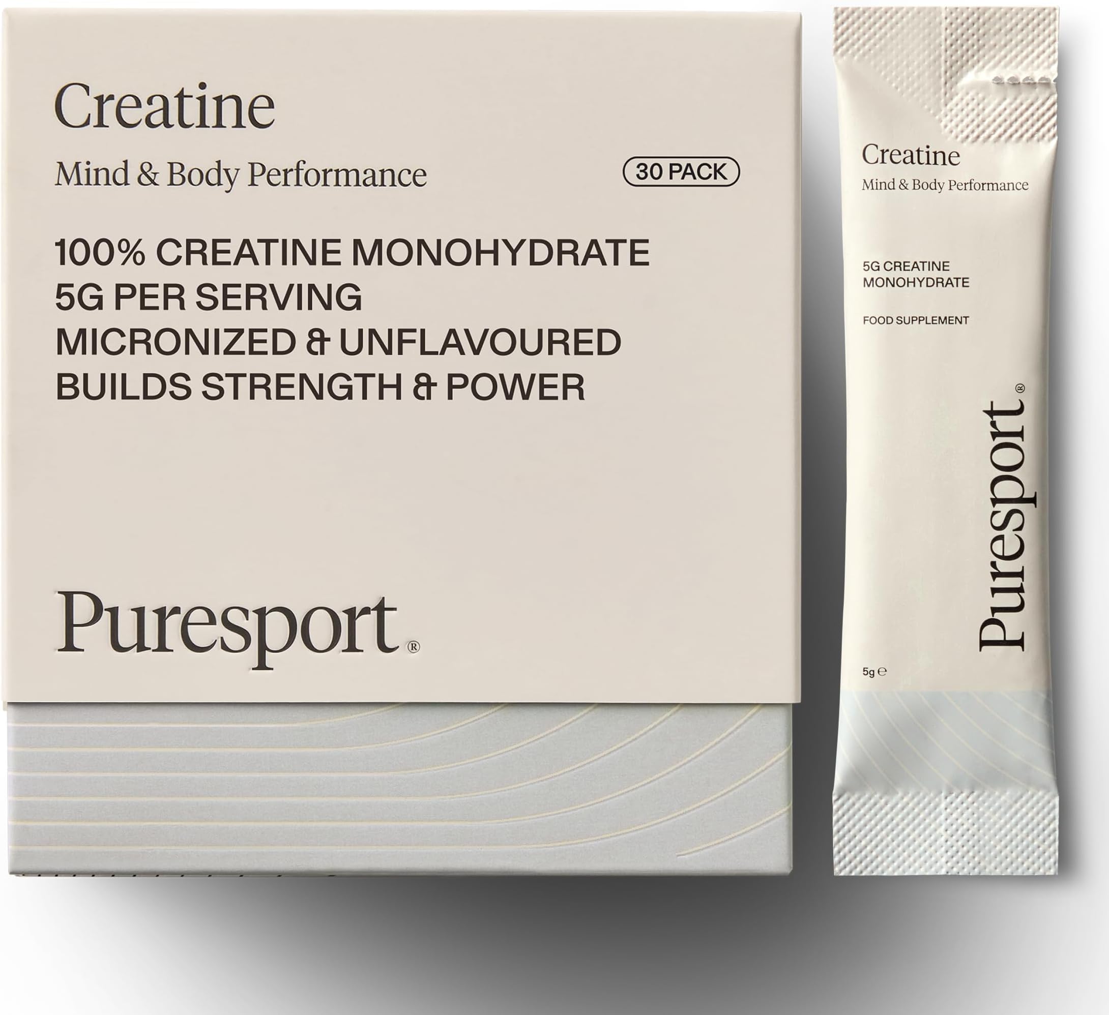Creatine Monohydrate Powder (30 Sachets), 5g Micronised Unflavoured Creatine Supplement for Women & Men, Improves Strength & Recovery, Informed Sport Certified, Travel-Friendy