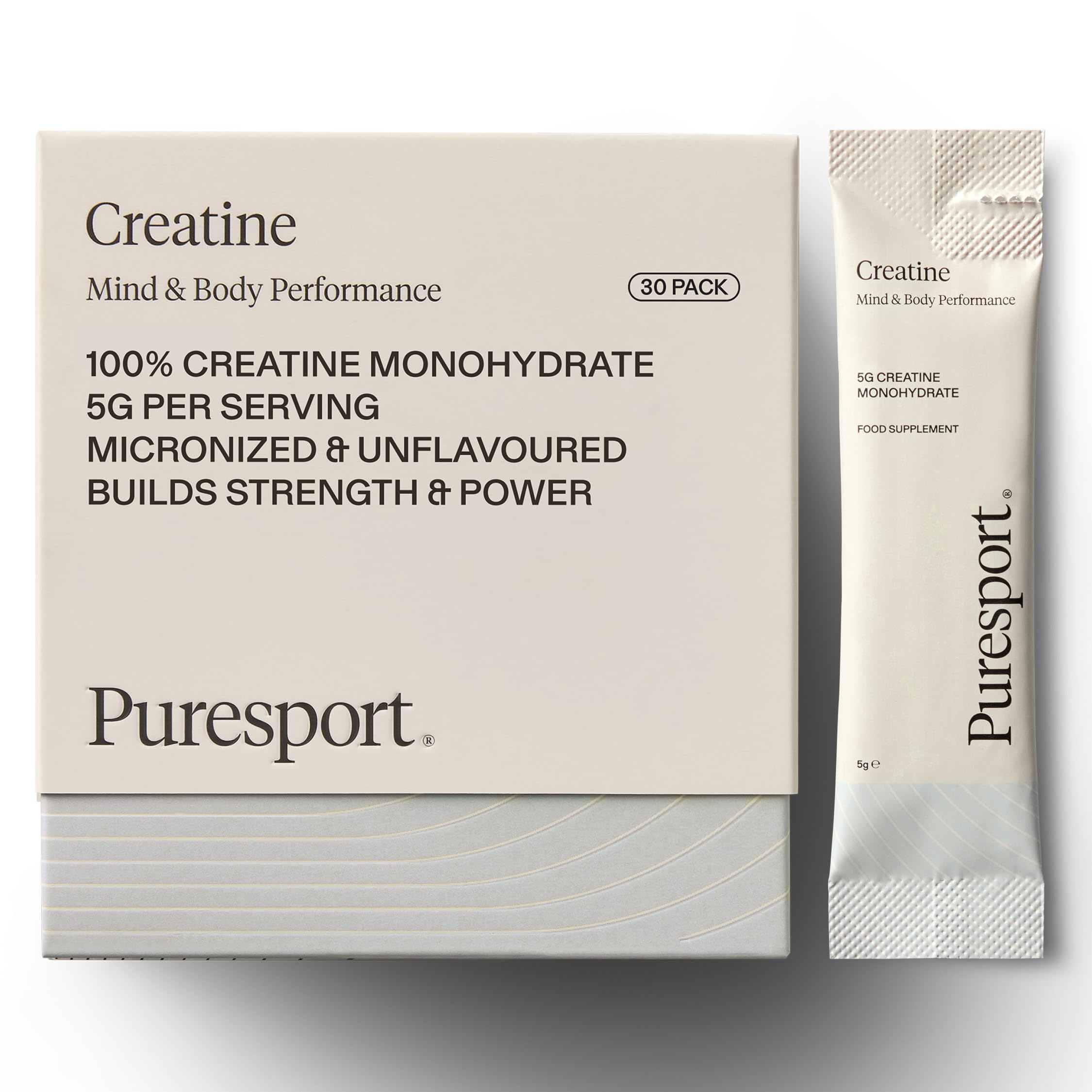PuresportCreatine (30 Pack) | 5G Pure Creatine Monohydrate Powder | Improves Strength & Power | Accelerates Recovery | Delays Fatigue | Enhances Energy Production | Informed Sport Certified