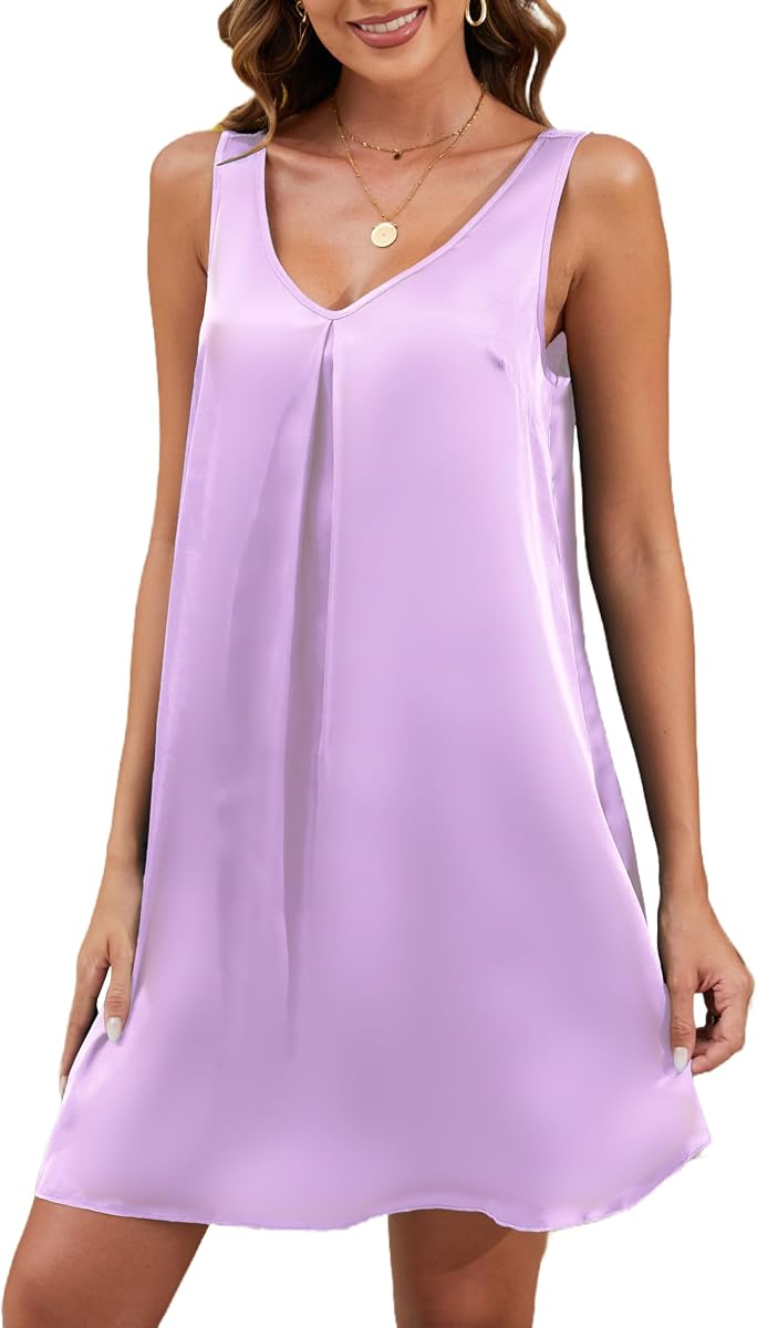Nightgowns for Women Satin V Neck Soft Comfy Sleepwear
