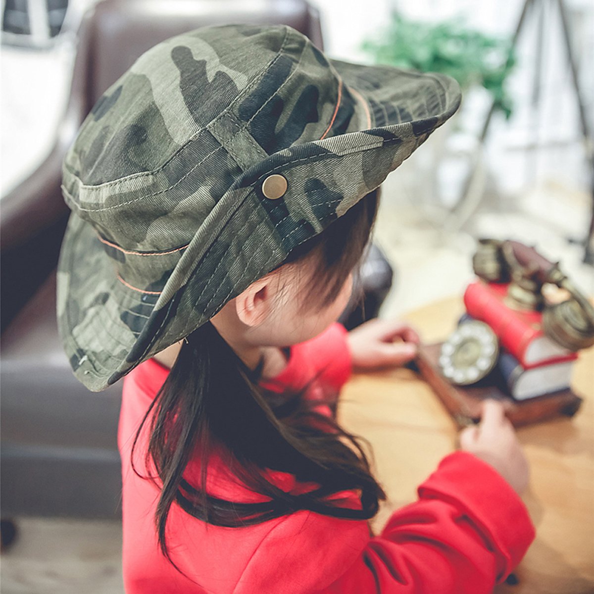 Dziecięca dyskietka czapka przeciwsłoneczna z paskiem na podbródek unisex czapka chroniąca przed słońcem dla niemowląt (6-18 miesięcy, moro), ZIELONY