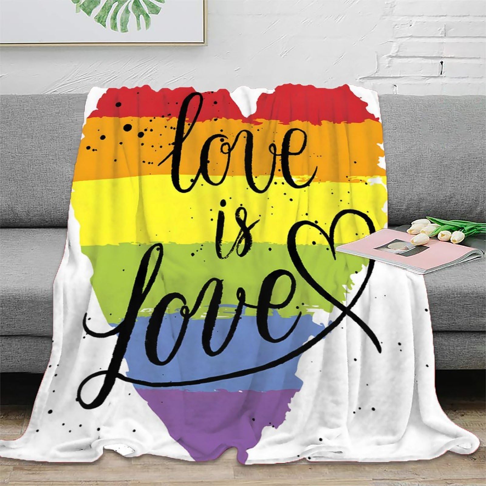Couverture plaid RainbowHeart 3D idéale pour les soirées cocooning de l'étudiant
