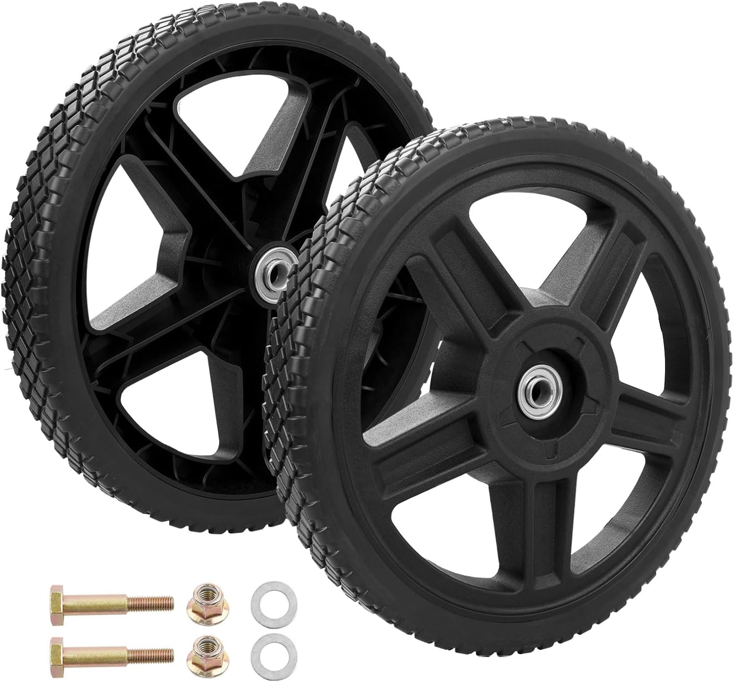 HQPASFY 12 Inch Lawn Mower Wheels 2 Pack 12" Push Lawn Mower Wheels with Bolts & Nuts kits Fit Most Standard Push Lawn Mowers Garden Trucks Garden Carts Generator Hand Trucks Lawn Tractors (12"×1.75")