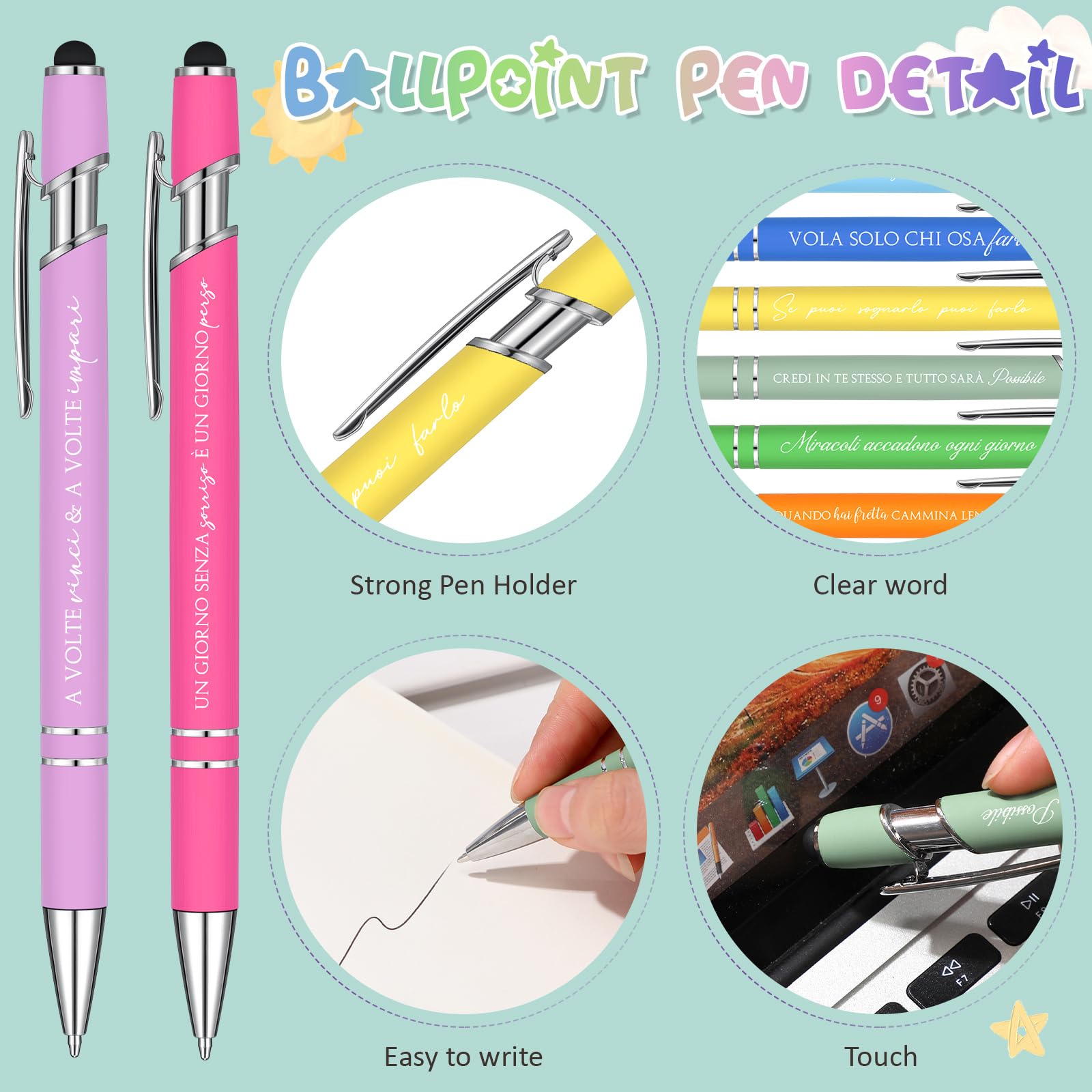 Sinmoe 24 Set 48 Pezzi Regalo Motivazionale per Colleghi Regalini Economici per Colleghi 24 Penne con Frasi Motivazionali 24 Taccuini Motivazionali Regalo per Alunni Studenti Insegnante, 12 Stili