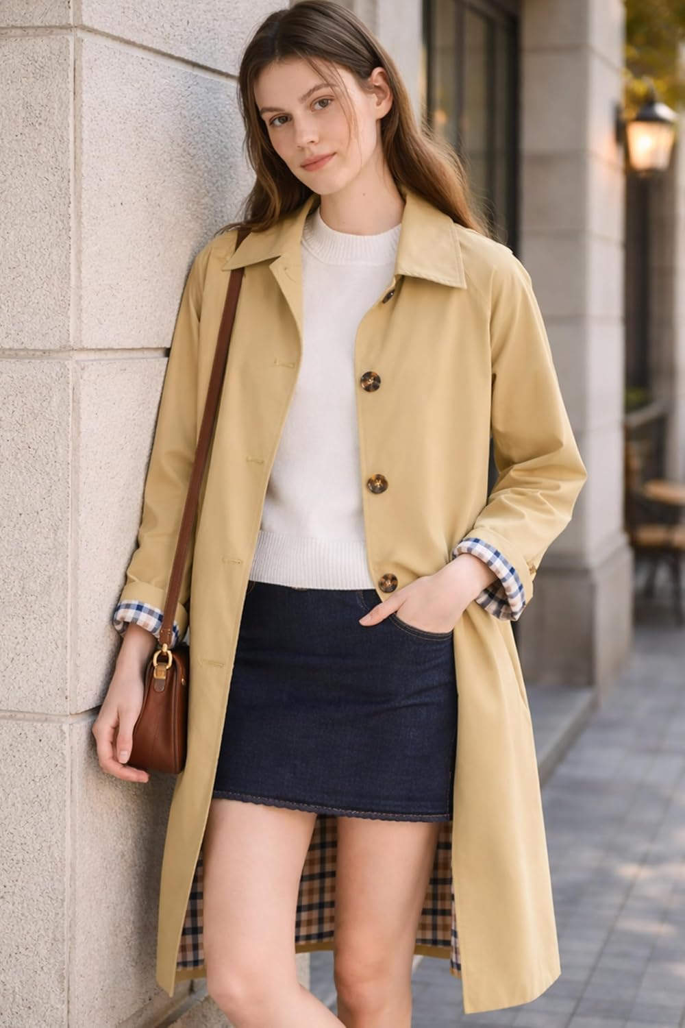 Orolay CHIIONE Trench Coat Women Waterproof Single Breasted Lightweight Rain Jacket with Deep Pockets for Spring & Travel - Image 4