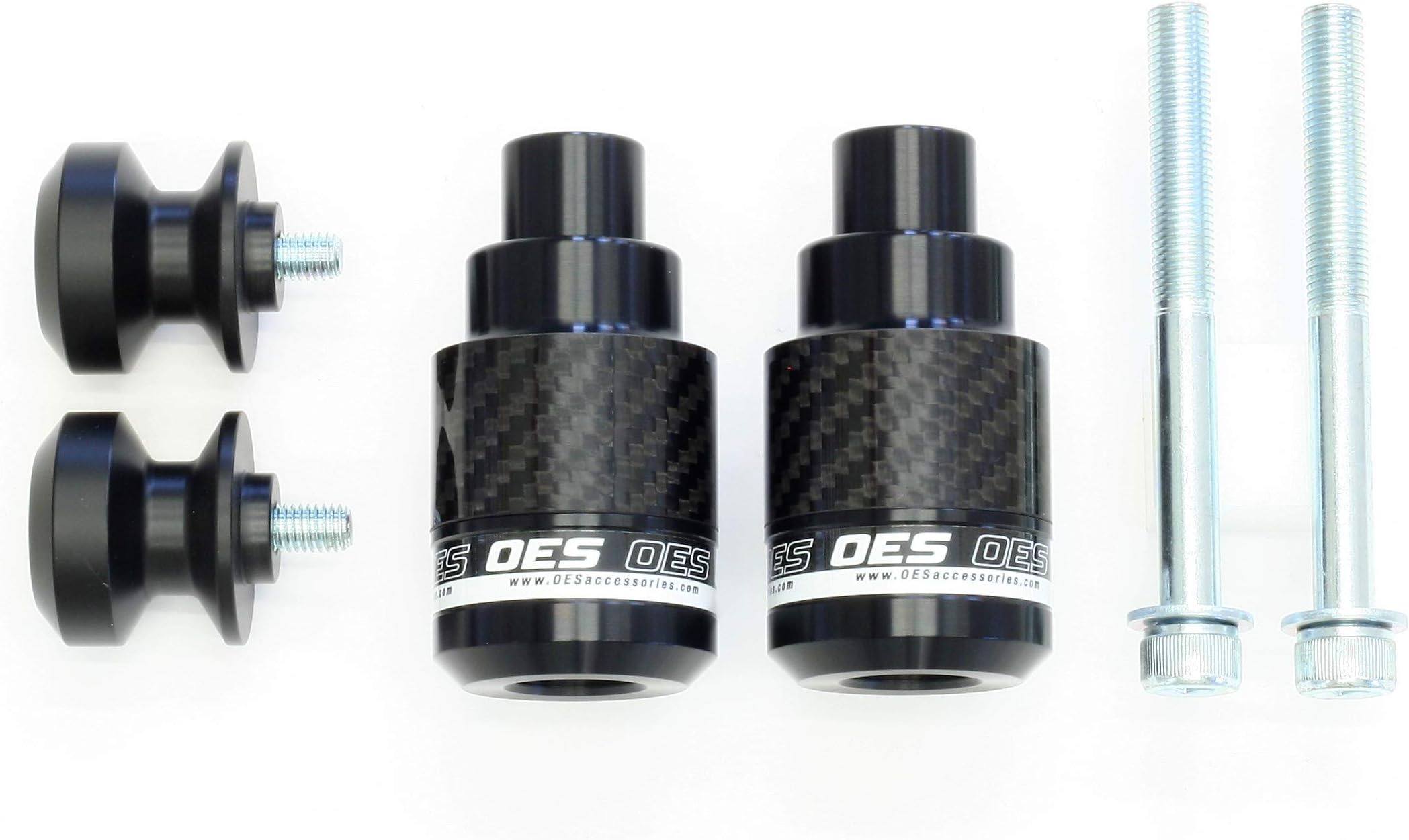 OES Carbon Frame Sliders and Swingarm Spools 2018 2019 2020 Suzuki GSXS750 GSX-S750 (White)