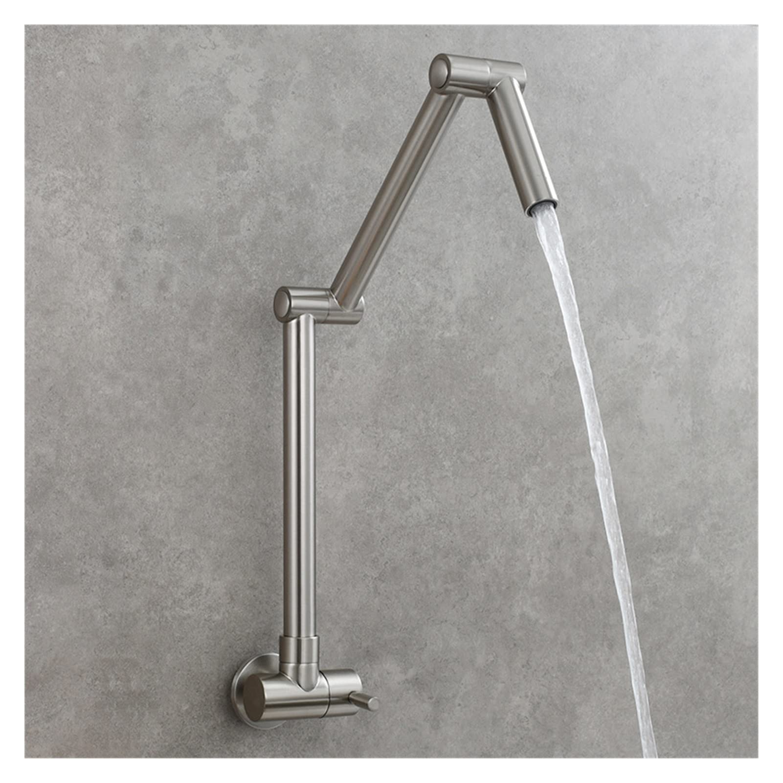 Flexibler Schwenkhahn, Einzelne kalte Wandmontierte Wasserhahn Waschbecken Rotary Verlängerung Küche Faltwasserhahn(Brushed)