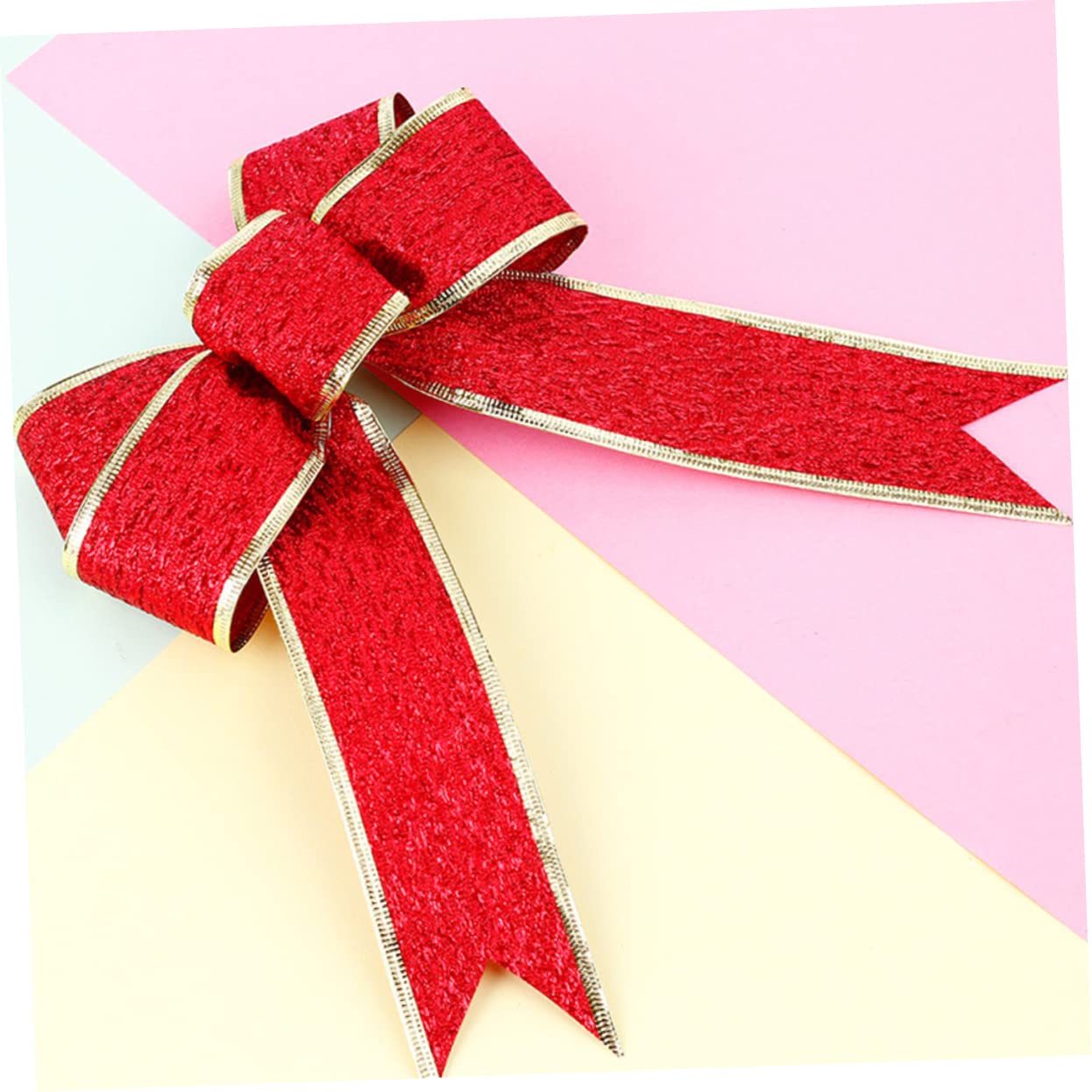 Mobestech 20piezas Lote De Lazos Rojos De Tela Brillante para Decoración Navideña Adornos para Árbol De Navidad y Fácil De Usar Ya Anudados y Listos para Pegar