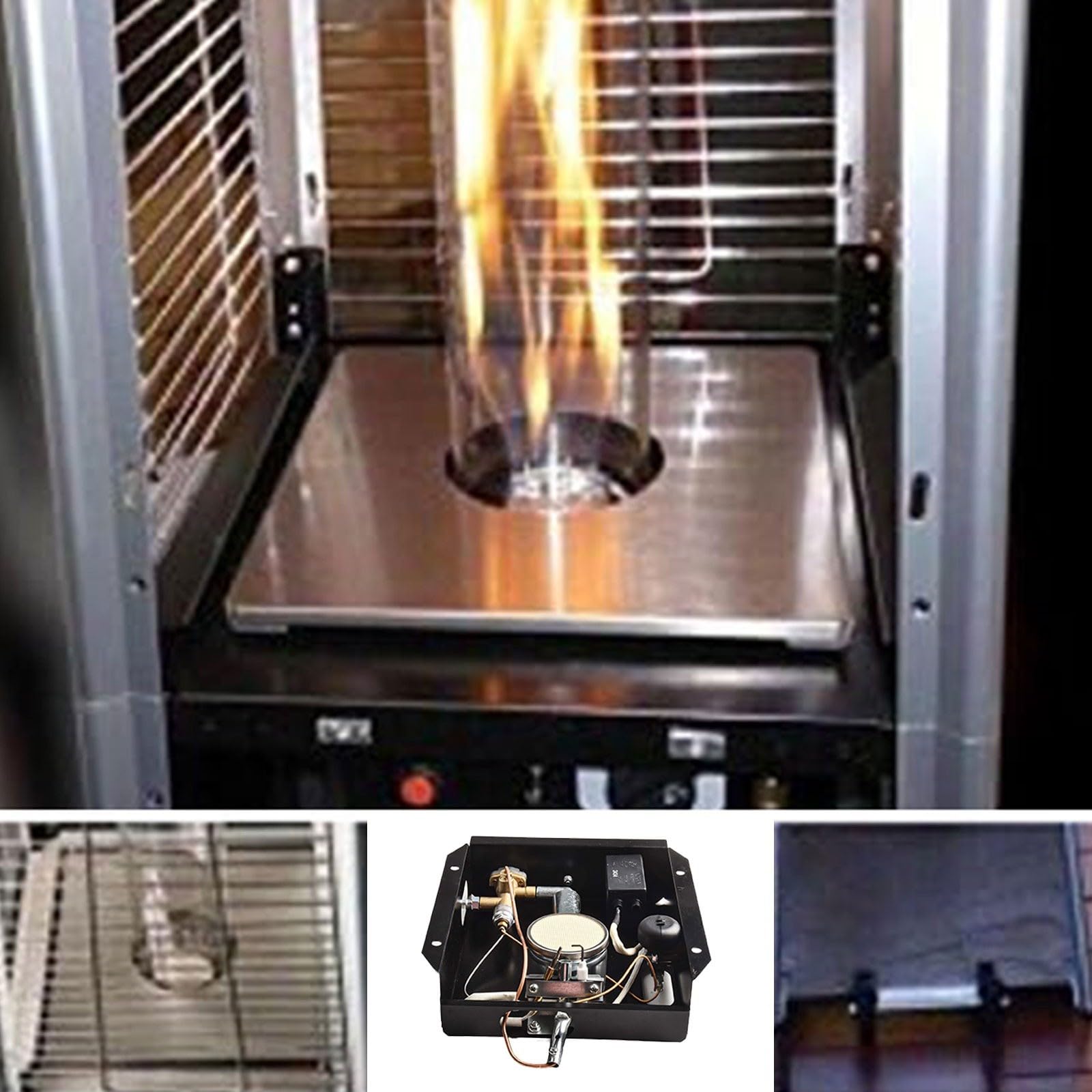 HpLive 47000 BTU Terrassenheizer Brennermodul Ersatz mit Regler Montagesatz für 4-seitigen Glasröhren-Terrassenheizer，quadratische Glasröhren-Terrassenheizung(B)