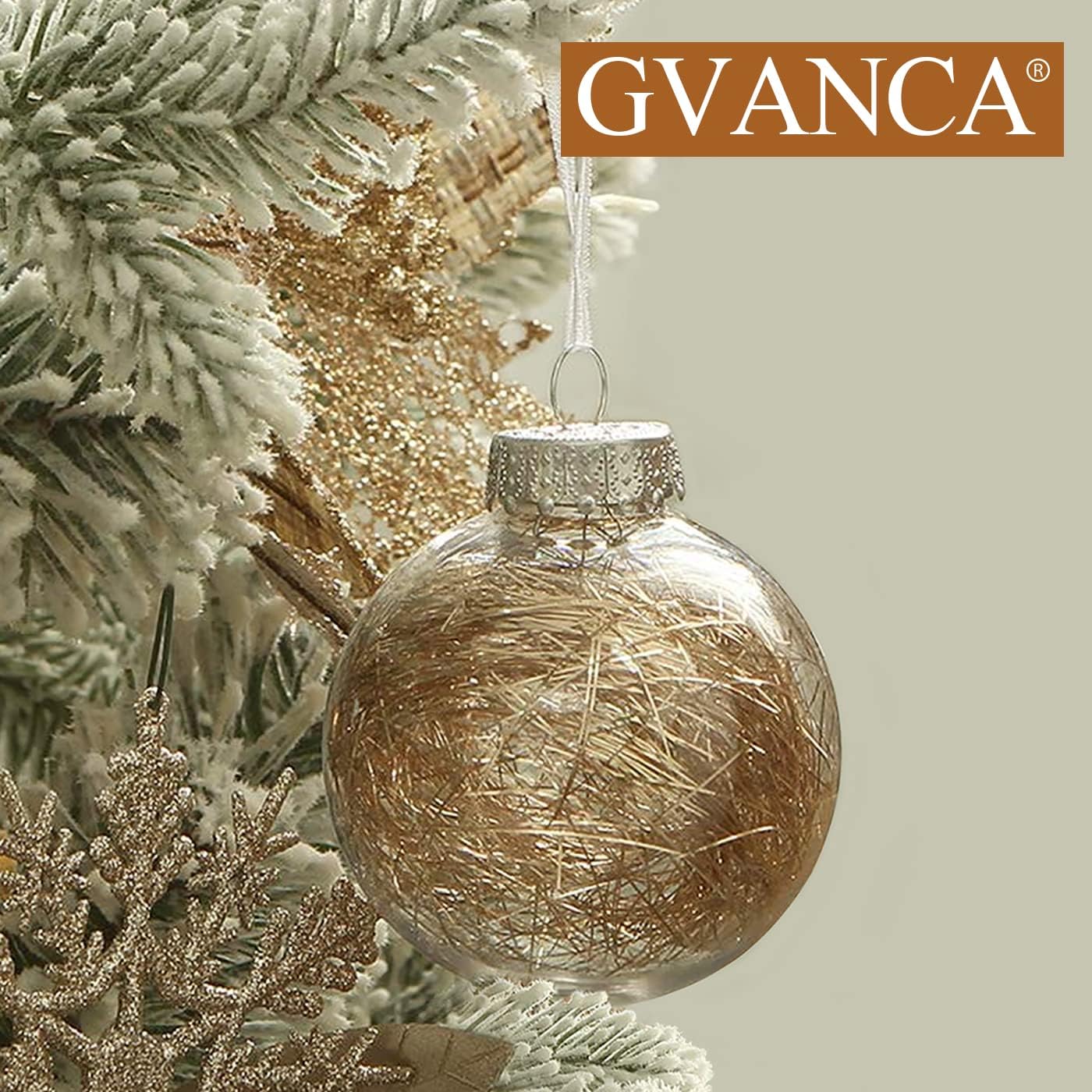 Christmas Ball Ornaments Shatterproof Clear Plastic Decorative Balls Baubles Set with Stuffed Delicate Decorations 70mm/2.75" (24 Packs,Champagne)