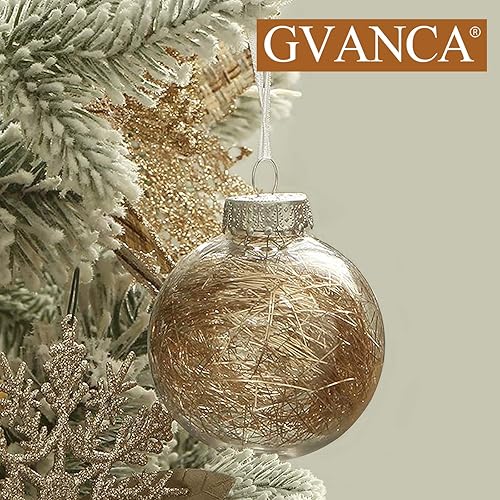 Miniatura 6 de Adornos de bolas de Navidad irrompibles de plástico transparente con relleno delicado de 2.756 in  2.75 pulgadas (24 unidades, color blanco)