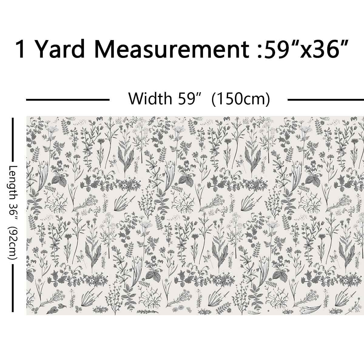 Floarl Upholstery Fabric by The Yard,Farmhouse Flowers Reupholstery Fabric for Chairs,Garden Floral Botanical Waterproof Outdoor Fabric,1 Yard,(L92*W150cm) Gray Black - Image 2
