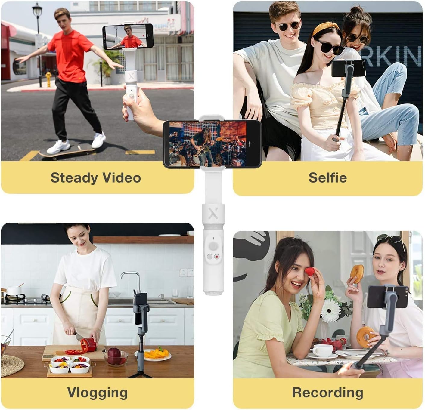 Suреr Sаlе 🛒 ZHIYUN Smooth X Gimbal Stabilizer, Foldable Selfie Stick for Smartphone, Extendable Handheld iPhone Android Gimbal, YouTube Vlog Live Video, Face Tracking, Gesture & Zoom [Tripod & Case], White