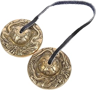 FAVOMOTO 1pc Golden Cymbal Bell for Meditation and Yoga Handmade Nepali Tingsha with Storage Bag for Sound Healing and Positive Energy Elegant Design for Mindfulness Practice