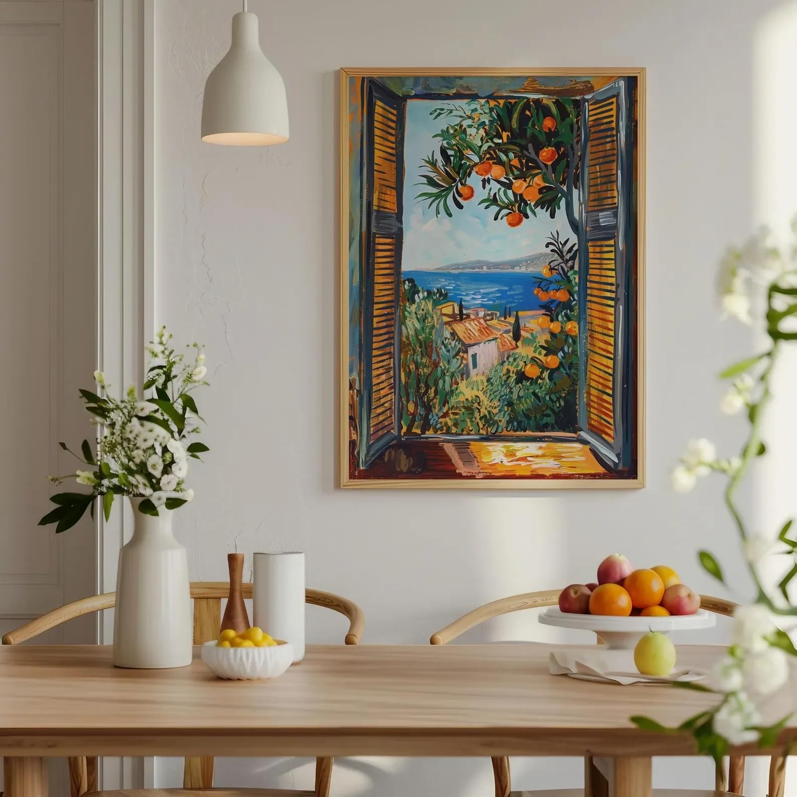 SDVIB Open Window Henri Matisse Print, Henri Matisse Style Fauvism Painting, Modern Exhibition Print, Orange Tree, Canvas(50x70cm/Frameless)