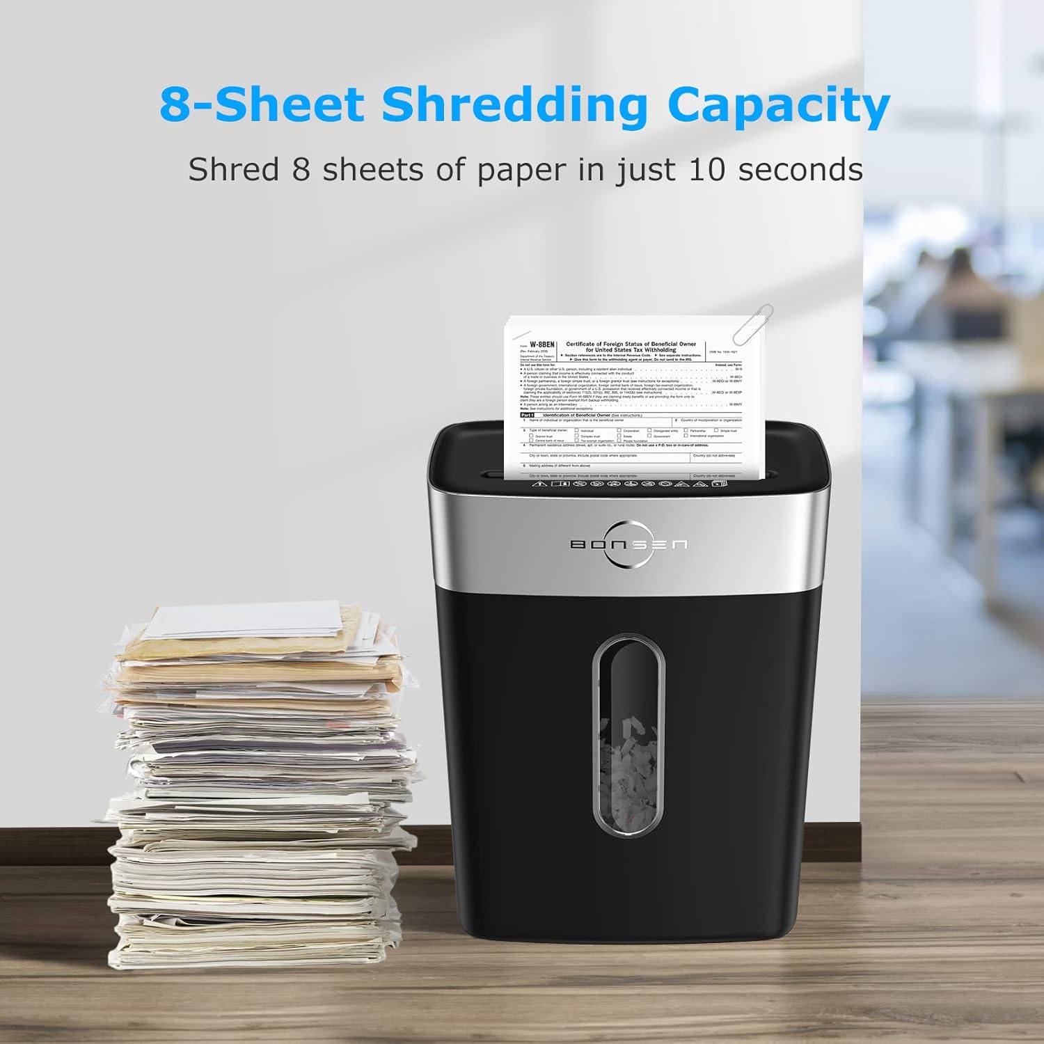 Gеt Sресіаl Prісе BONSEN Shredder for Home Office, 8-Sheet Crosscut Credit Card Shredder, Small Paper Shredder for Home Use with 4 Gallons Wastebasket, High Security Level P-4, ETL Certification (S3101)