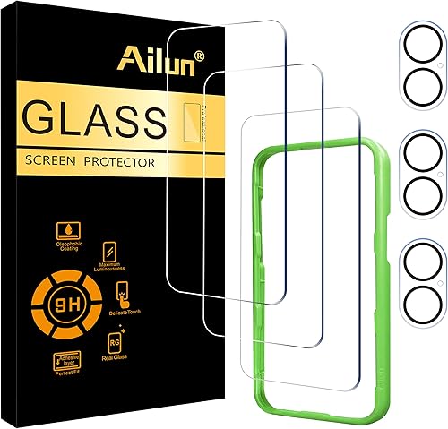 Miniatura 90 de Ailun Paquete de 2 protectores de pantalla para iPhone 12 Pro Max [6.7 pulgadas] + 2 protectores de lente de cámara, película de vidrio templado