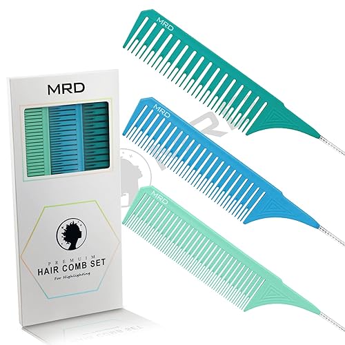 Juego de peine de resaltado de alta calidad, 3 tamaños, estilo profesional con cola de rata, peine de nailon resistente al calor para peluquería