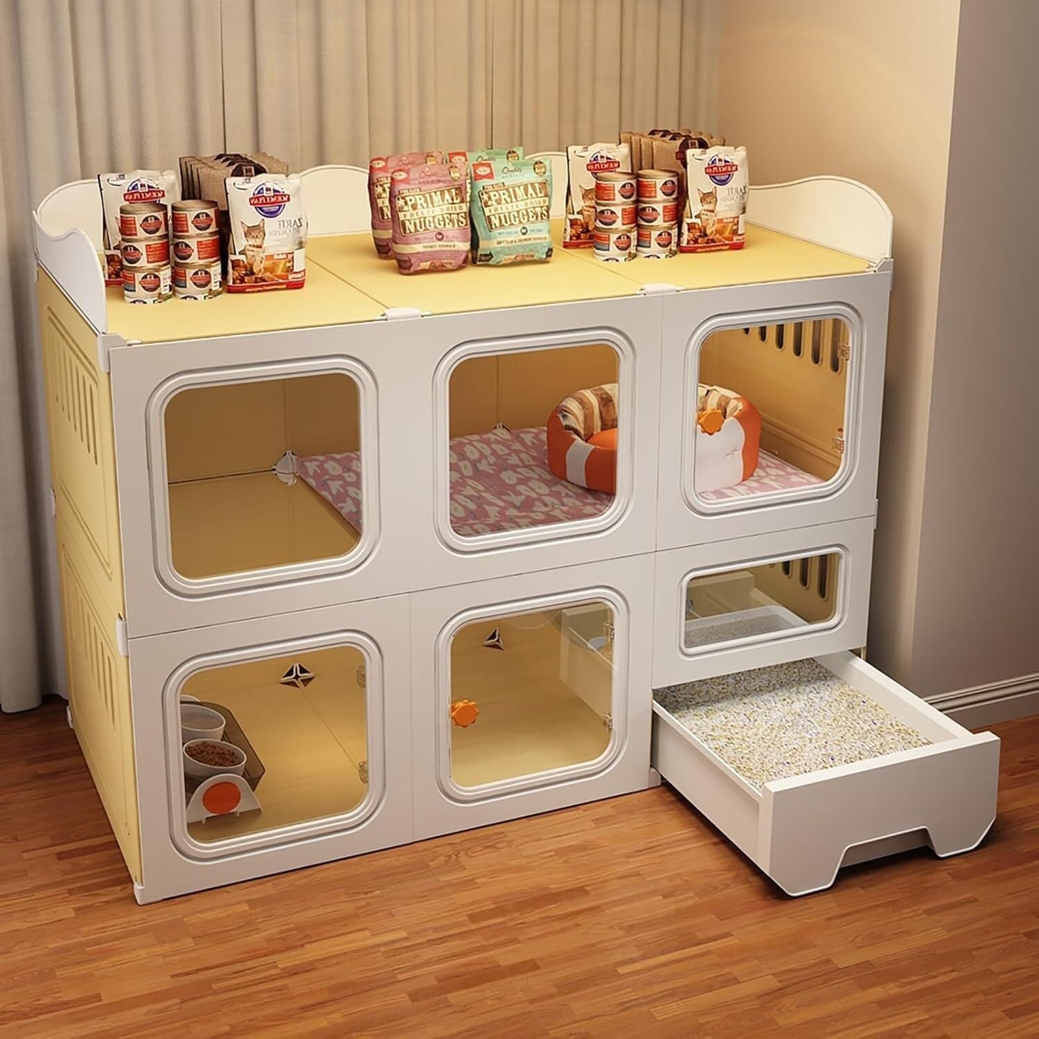 Gabbia for Animali Domestici – Vassoio Estraibile, Interno e Balcone(106 * 46.5 * 81cm)