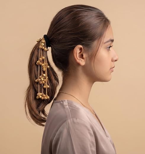Kashmiri Traditional Ghungroo Hair Rubber Band With Tinkling Bell Ghungroo For Women And Girls Handcrafted Hair Jewellery ...