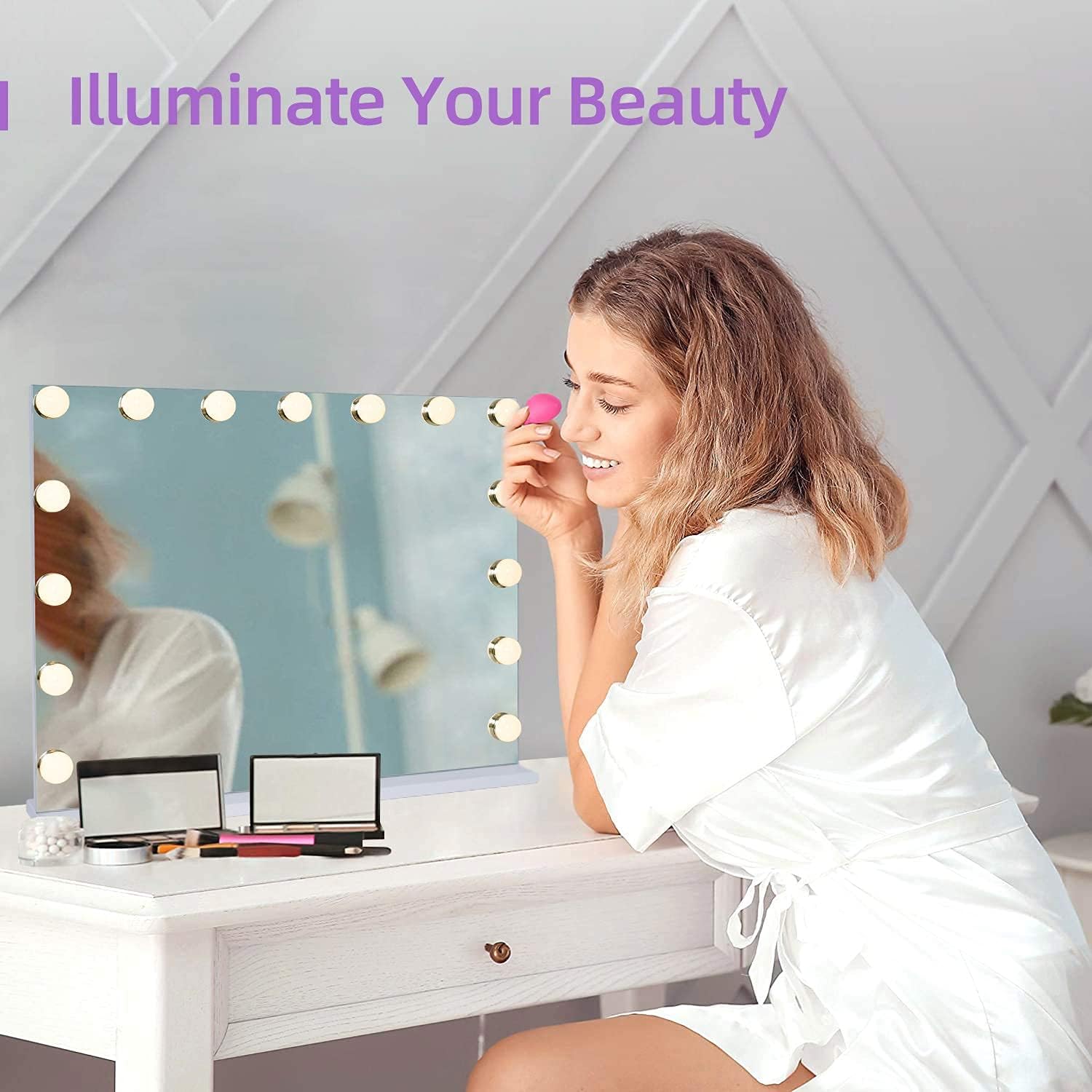 Flash Deals - 40% OFF Vanity Mirror with Lights,Tabletop Mirror with Dimmable LED Lights,3 Color Model, 10X Magnification, Touch Control for Dressing Room & Bedroom (White, 22.83 x 18.5) Exclusive Discount 🔥 Vanity Mirror with Lights,Tabletop Mirror with Dimmable LED Lights,3 Color Model, 10X Magnification, Touch Control for Dressing Room & Bedroom (White, 22.83 x 18.5)