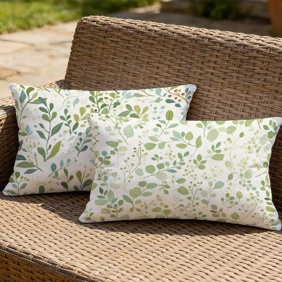 Housse de Coussin Extérieur 70x90 cm Imperméable Aspect Lin Blanc Lot de 2 - 2