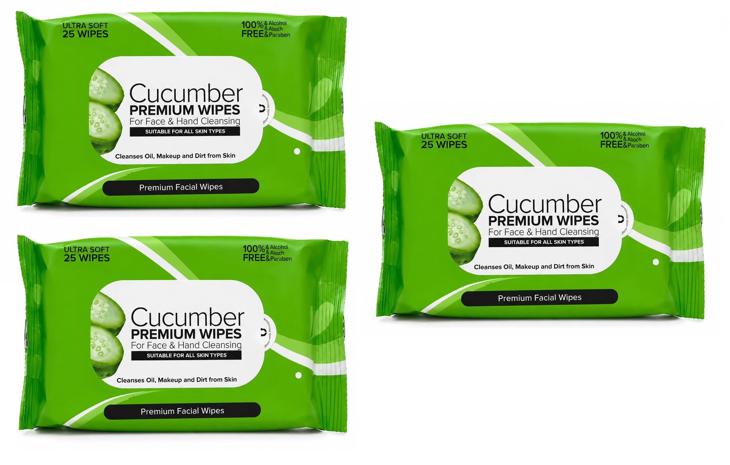 3 Cucumber Premium Facial Wipes for Face & Hand Cleansing | Ultra Soft Wet Wipes | Removes Makeup, Oil & Dirt | Alcohol Free, Paraben Free | Suitable for All Skin Types | 75 Wipes-picture-13