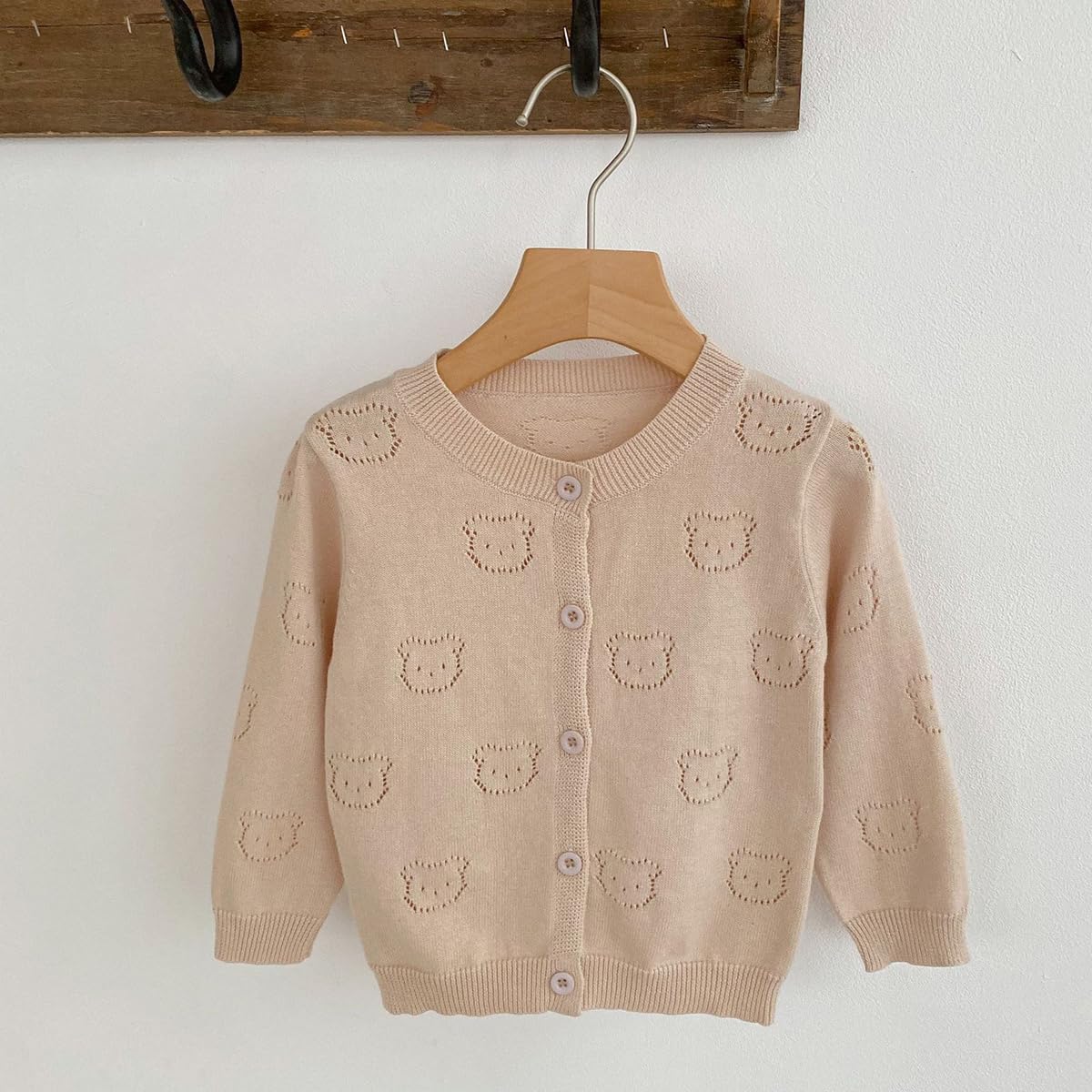 Bambini Neonate Maglione Lavorato a Maglia Sottile Cardigan, Manica Lunga Maglia Giacca Coprispalle Tinta Unita Chiusura Manica Lunga Giacca, Morbido, Girocollo, con Bottoni 1-11 Anni