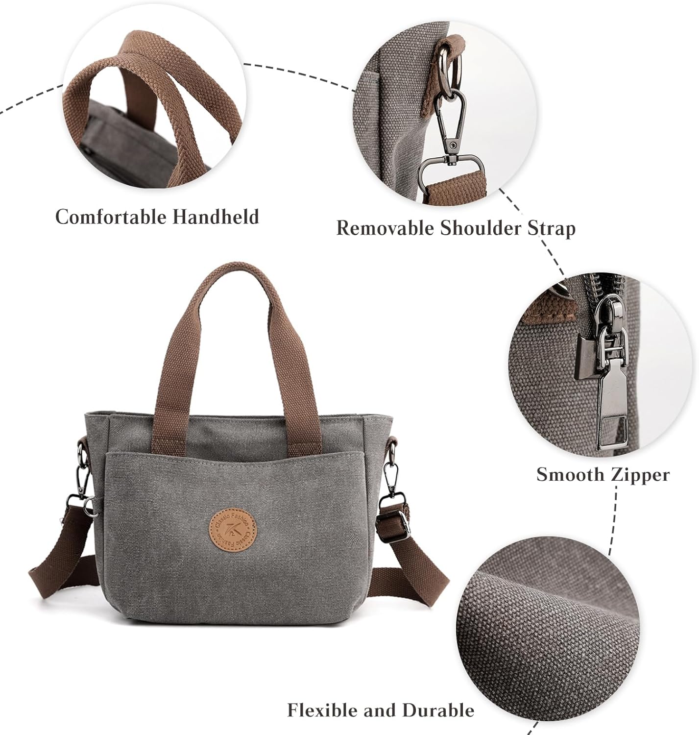 CORIOS Canvas Tote Handbag for Women - Casual Shoulder Bag with Multiple Pockets