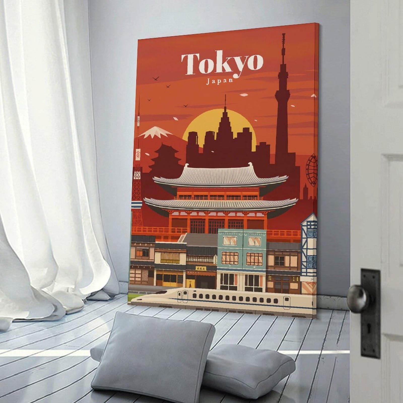 Junmoney Tokyo Japan Travel (2) Wall Decor Canvas Print, 20x30inch(50x75cm), for Bedroom, Lounge Or Dressing Area, Decorative Wall Art for Cosy Rooms